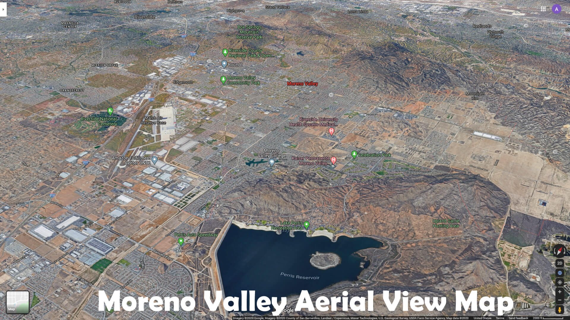 Moreno Valley Aerial View Map